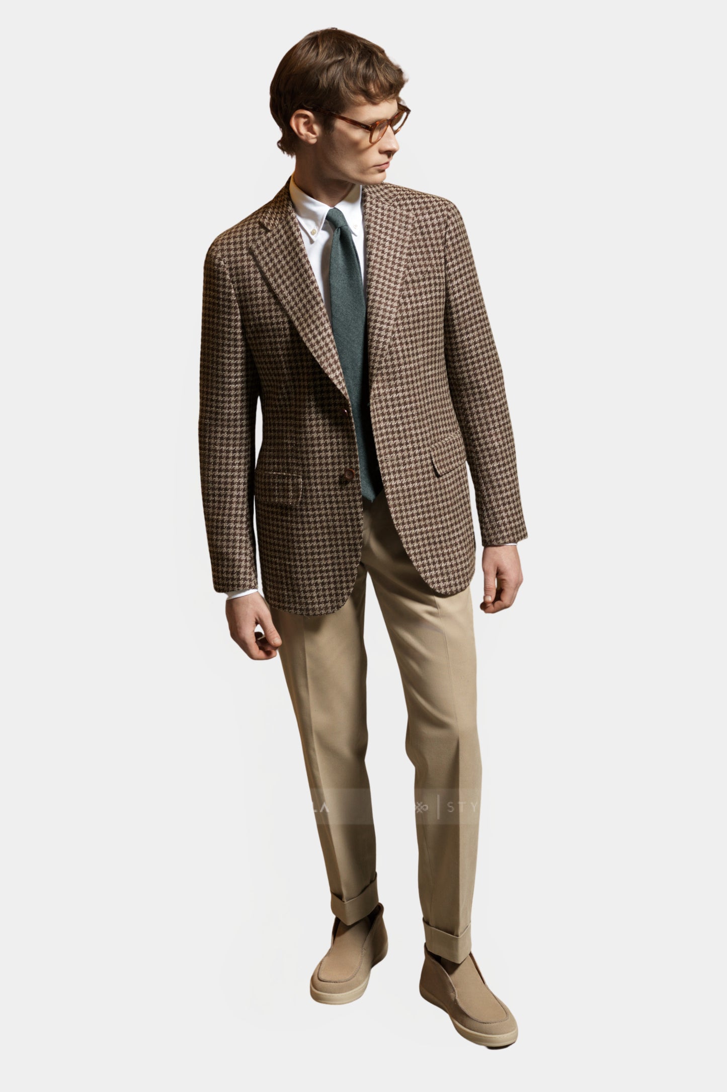 Notch Lapel, Cocoa Brown Houndstooth, Jacket Only