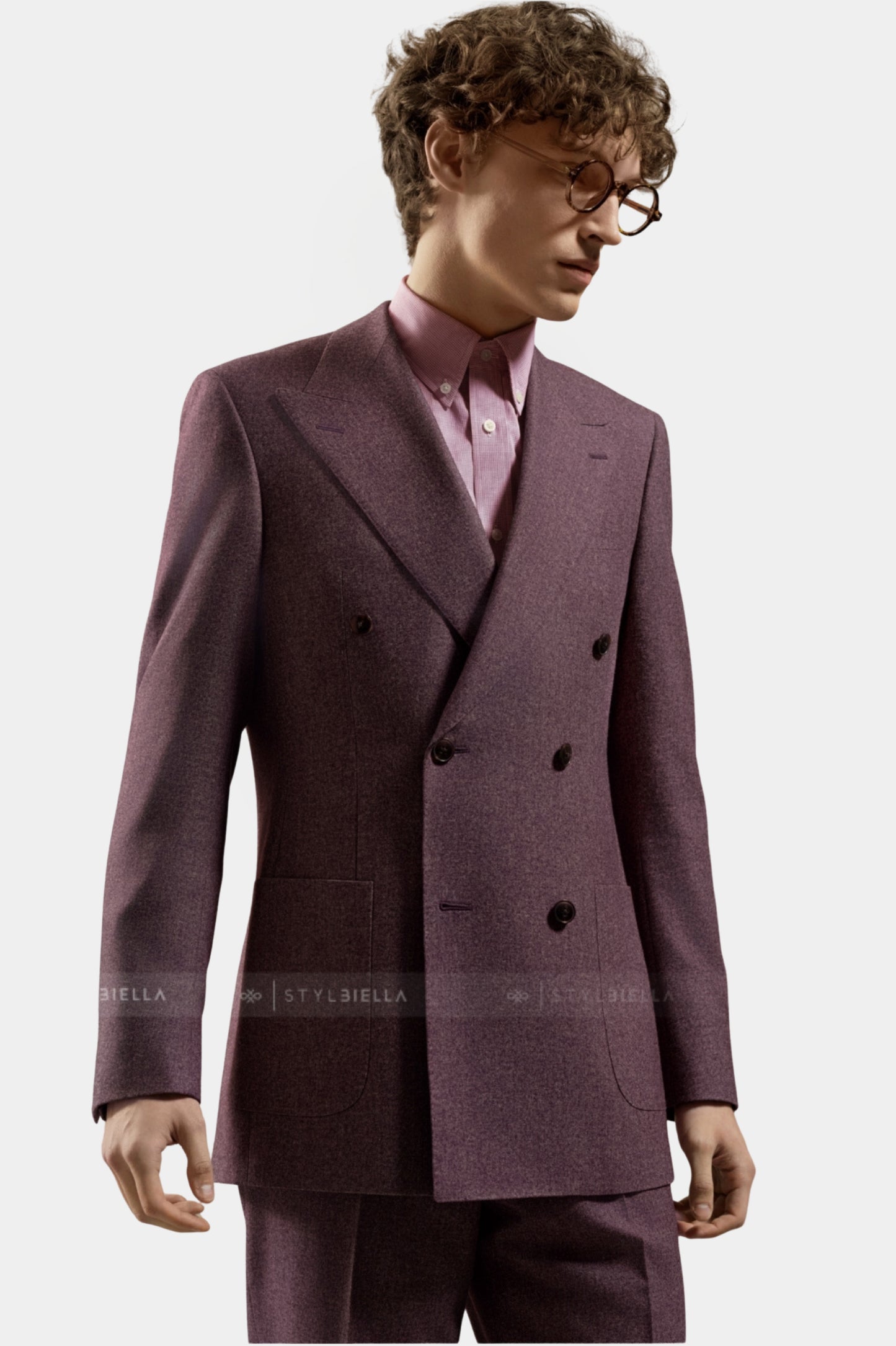 Peak Lapel Double Breasted 6 on 4, Vintage Plum, Stylbiella