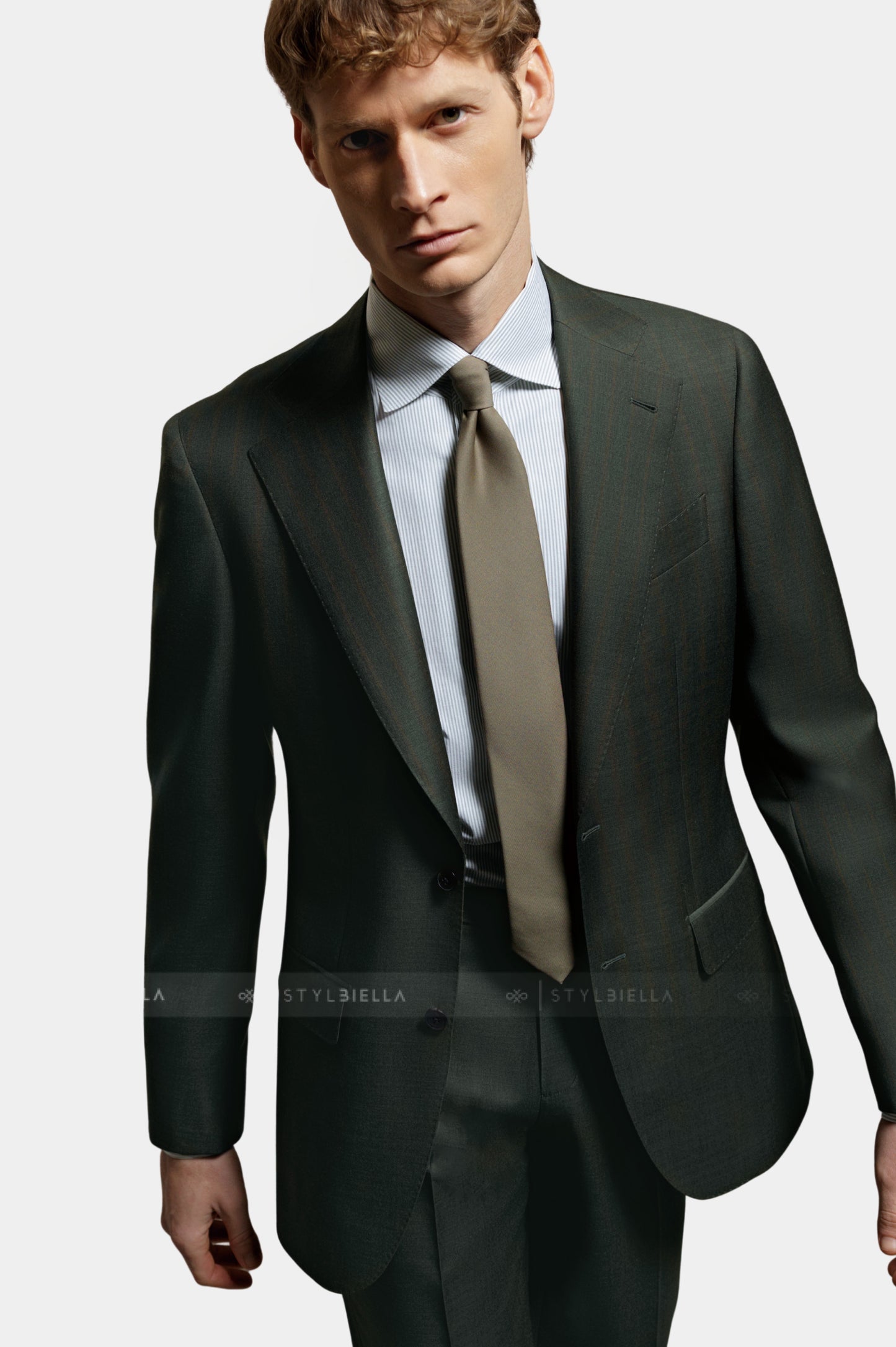 Notch Lapel, Olive with Stripes, Stylbiella