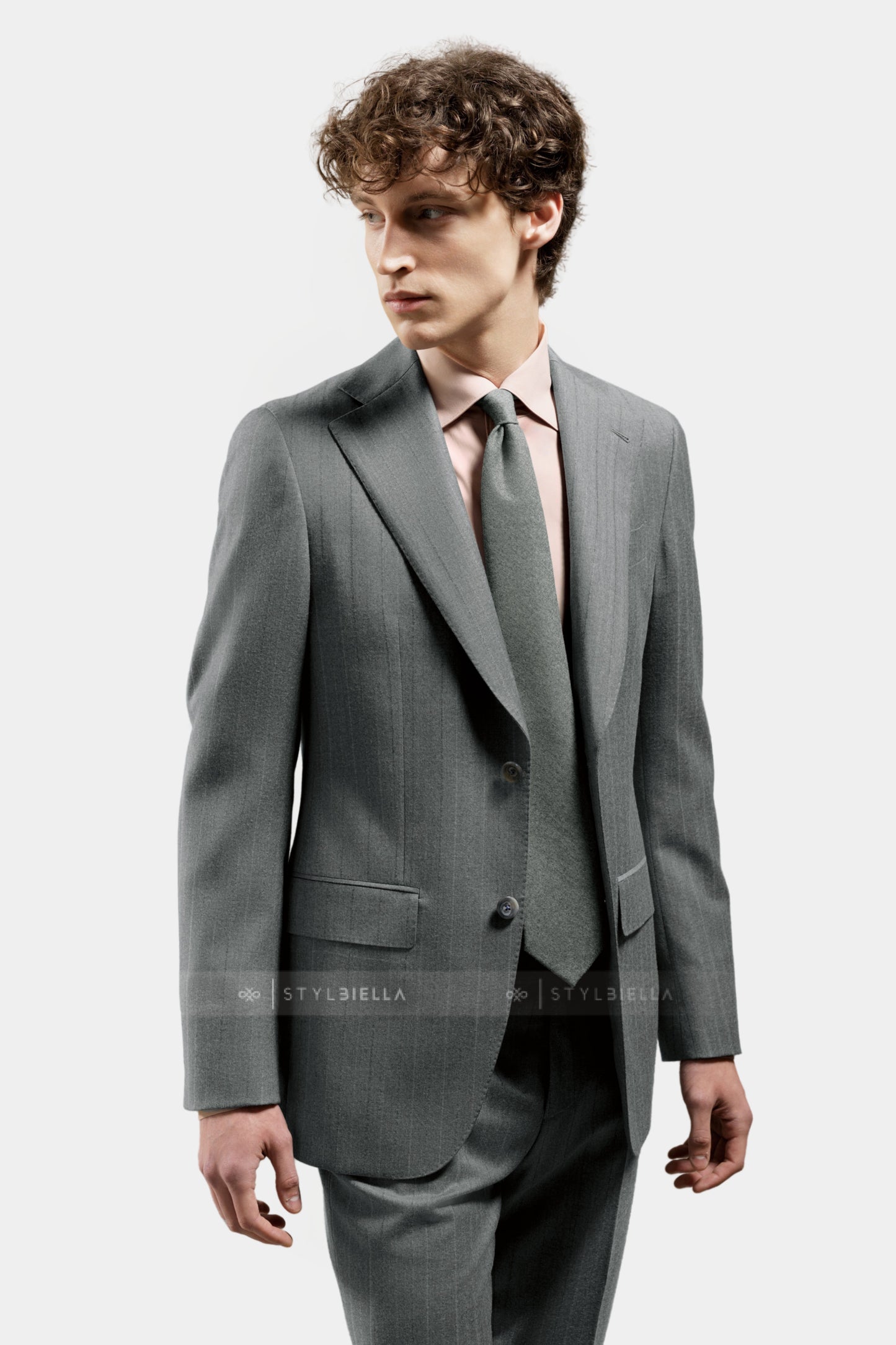 Notch Lapel, Light Grey with Stripes, Stylbiella