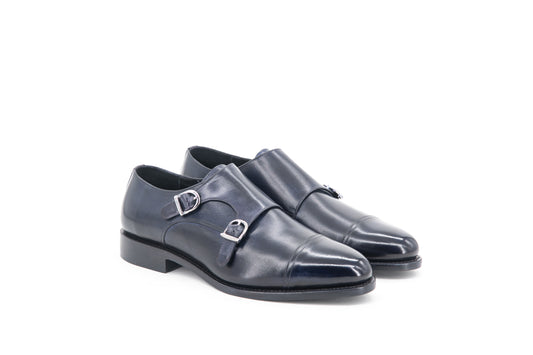 Leather Double Monk Monti │ Navy