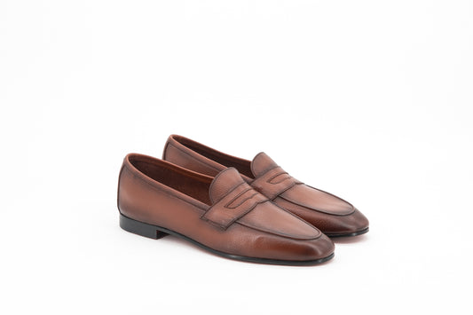 Grain Leather Venetian Loafer │ Whisky Burn Effect