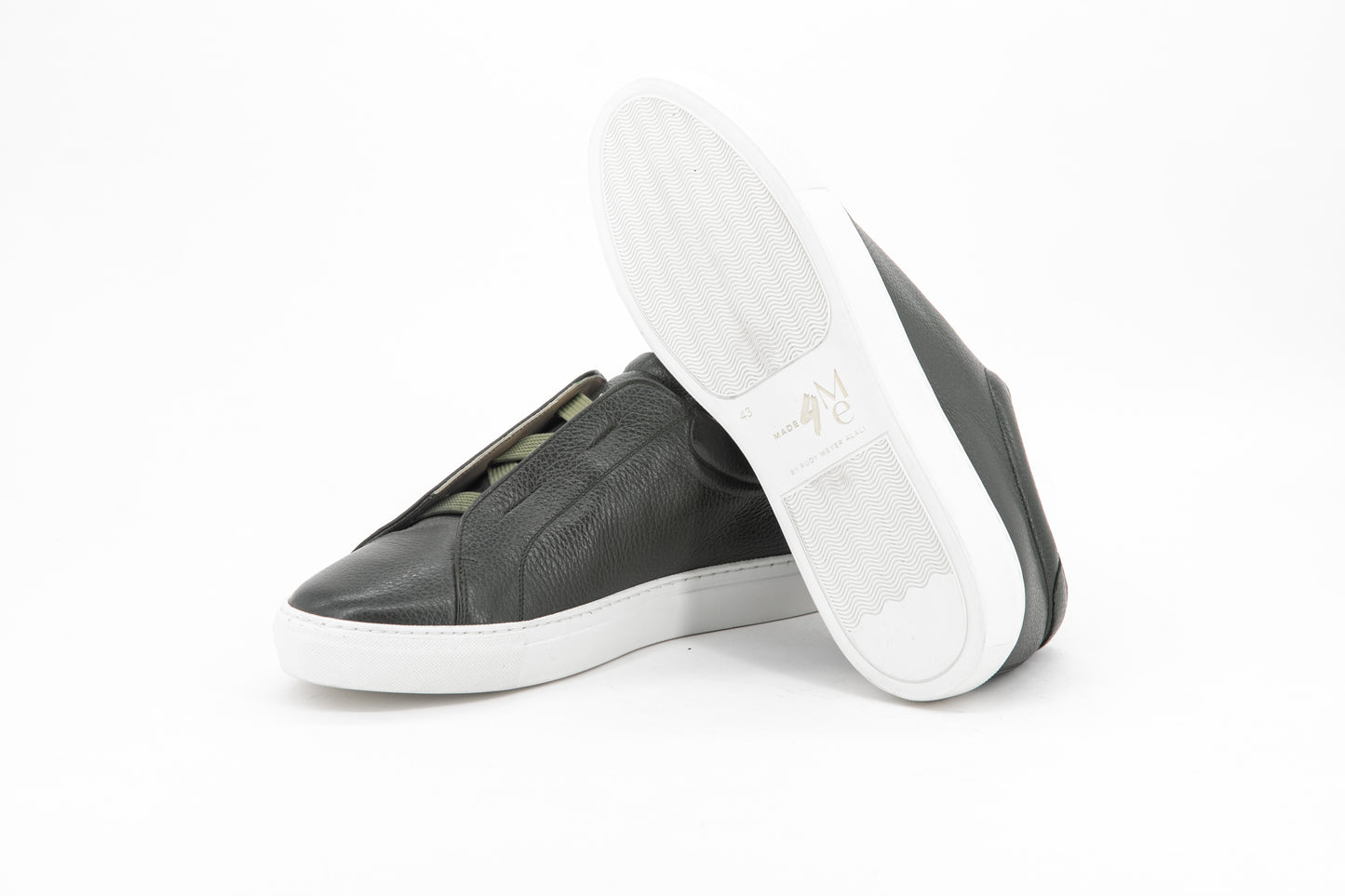 Grain Leather Laceless Trainer │ Olive