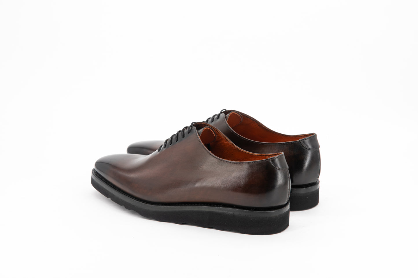 Leather Whole Cut Savile │ Brown Burn-Effect Gomma