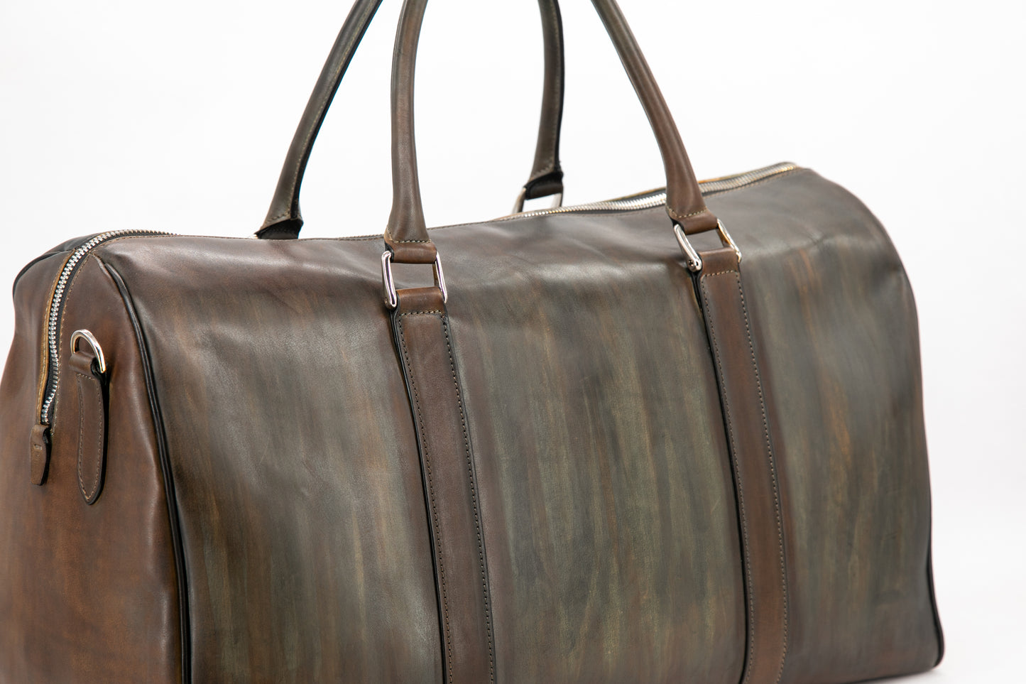 Leather Boston Bag │ Green HandMade Patina