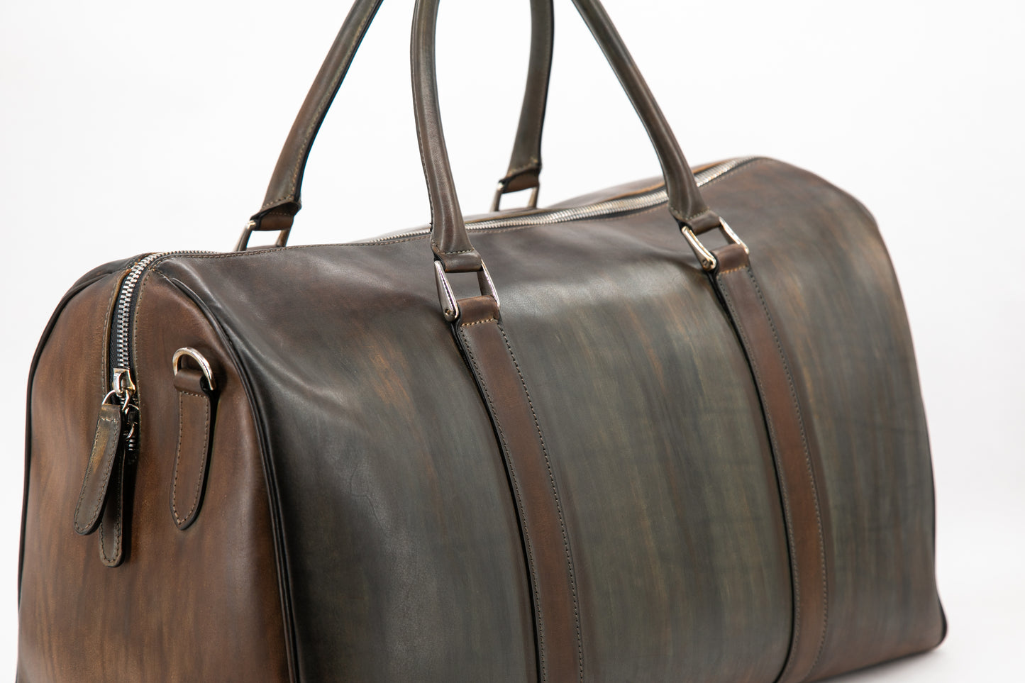 Leather Boston Bag │ Green HandMade Patina