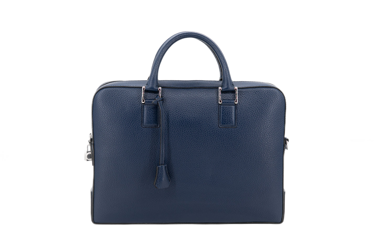 Leather Business Bag│ Navy Grain