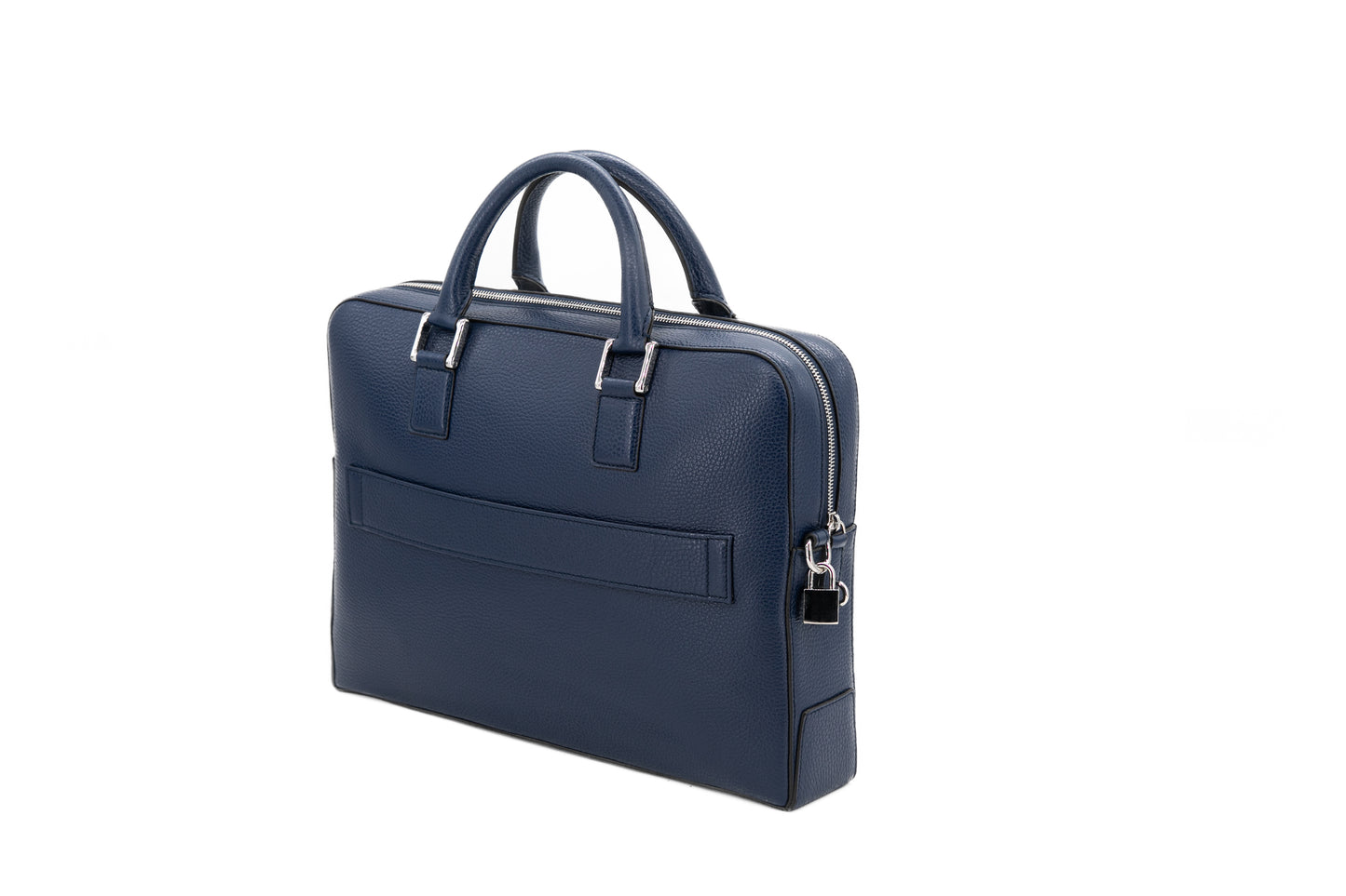 Leather Business Bag│ Navy Grain