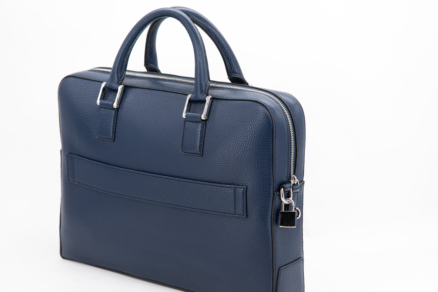 Leather Business Bag│ Navy Grain