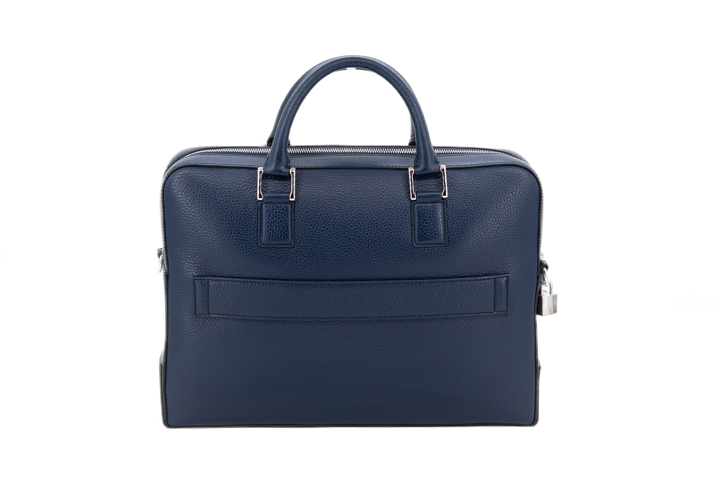 Leather Business Bag│ Navy Grain
