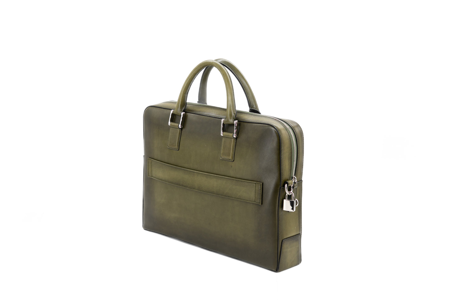 Leather Business Bag│ Khaki Patina