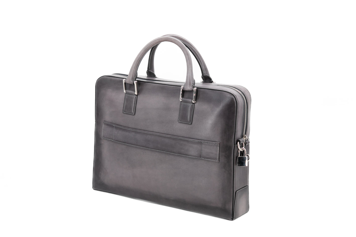 Leather Business Bag│ Grey Patina