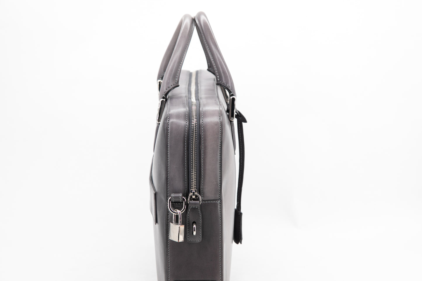 Leather Business Bag│ Grey Patina