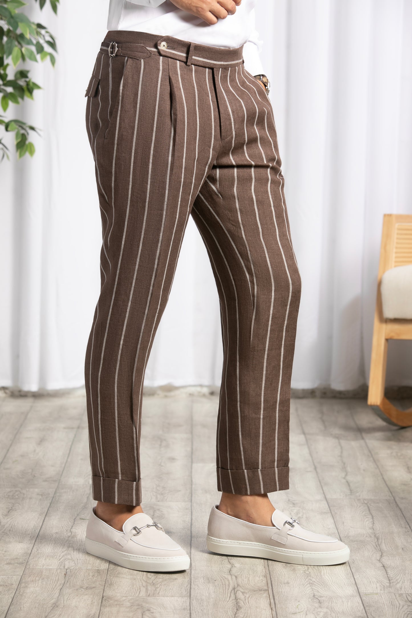 Roma Trousers with 1 pleat and adjusters Solbiati Linen