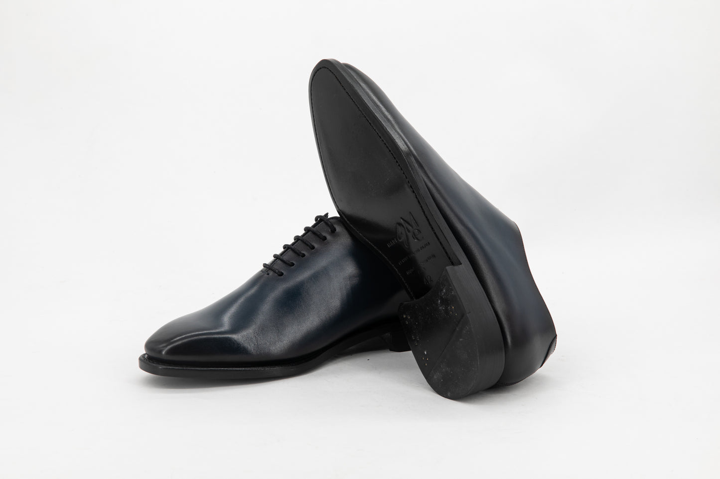 Leather Whole Cut Savile │ Navy Burn Effect