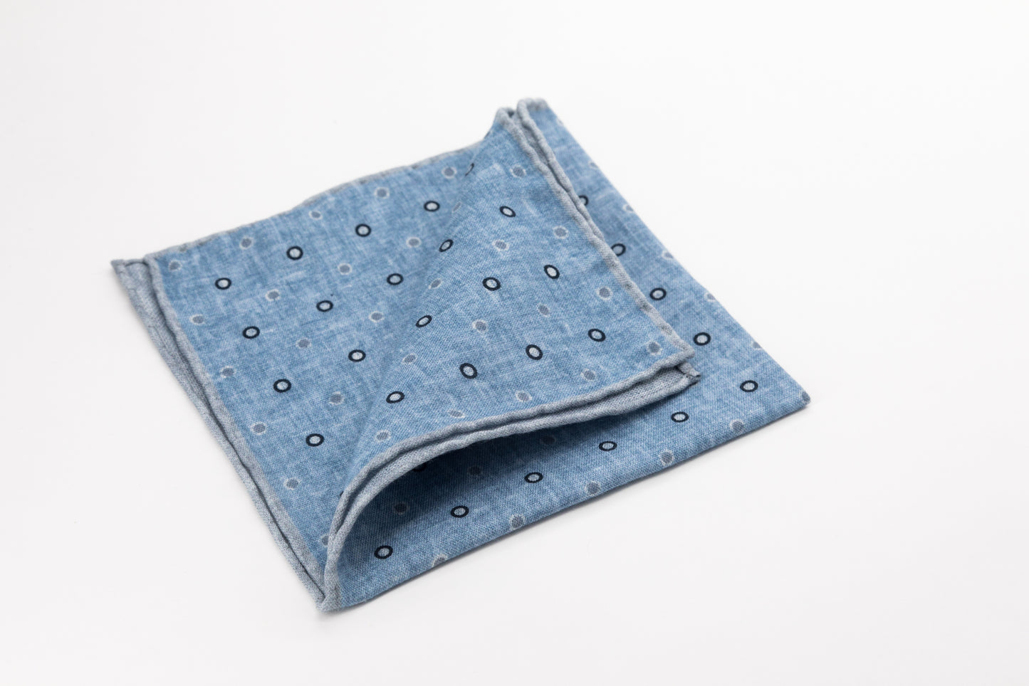 Pocket Square - Blue and Grey Rounds on Sky Blue Background