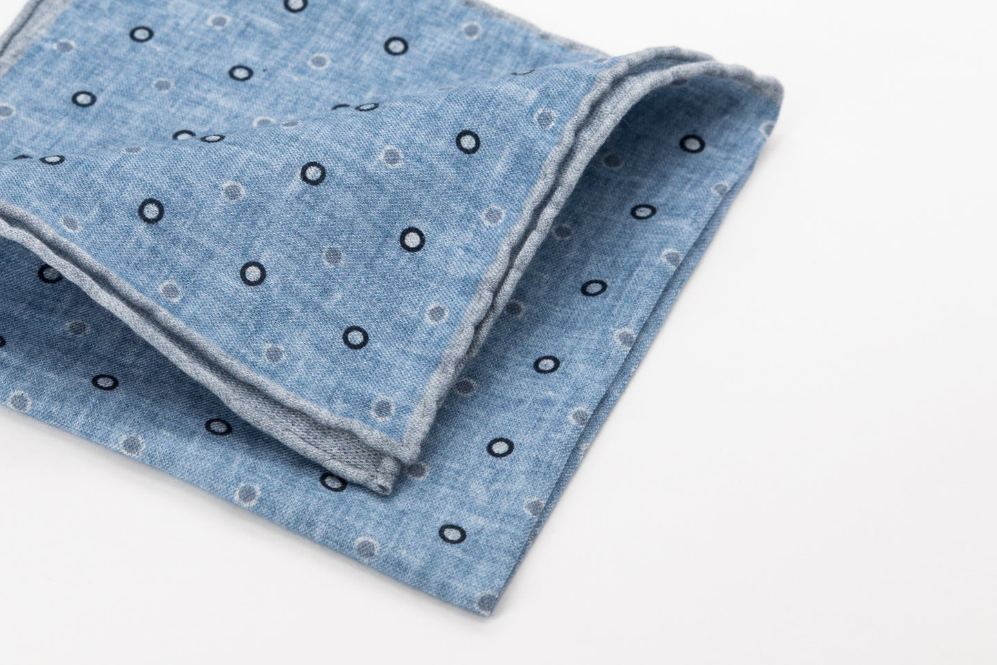 Pocket Square - Blue and Grey Rounds on Sky Blue Background