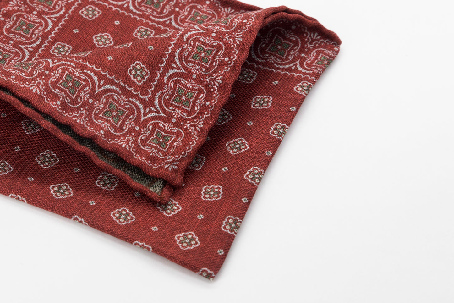 Pocket Square - Grey Medallions on Sky Burgundy Background