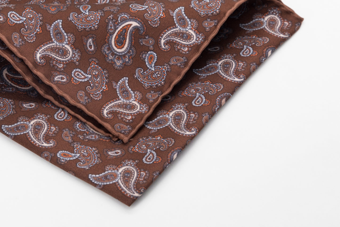 Pocket Square - Blue and Brown Paisley