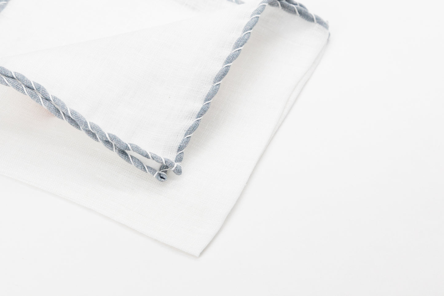 Pocket Square - White With Blue Edges