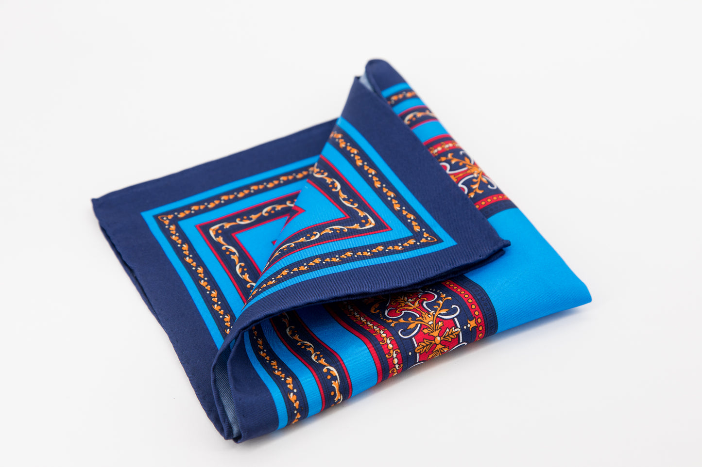 Pocket Square - Turquoise and Red Print
