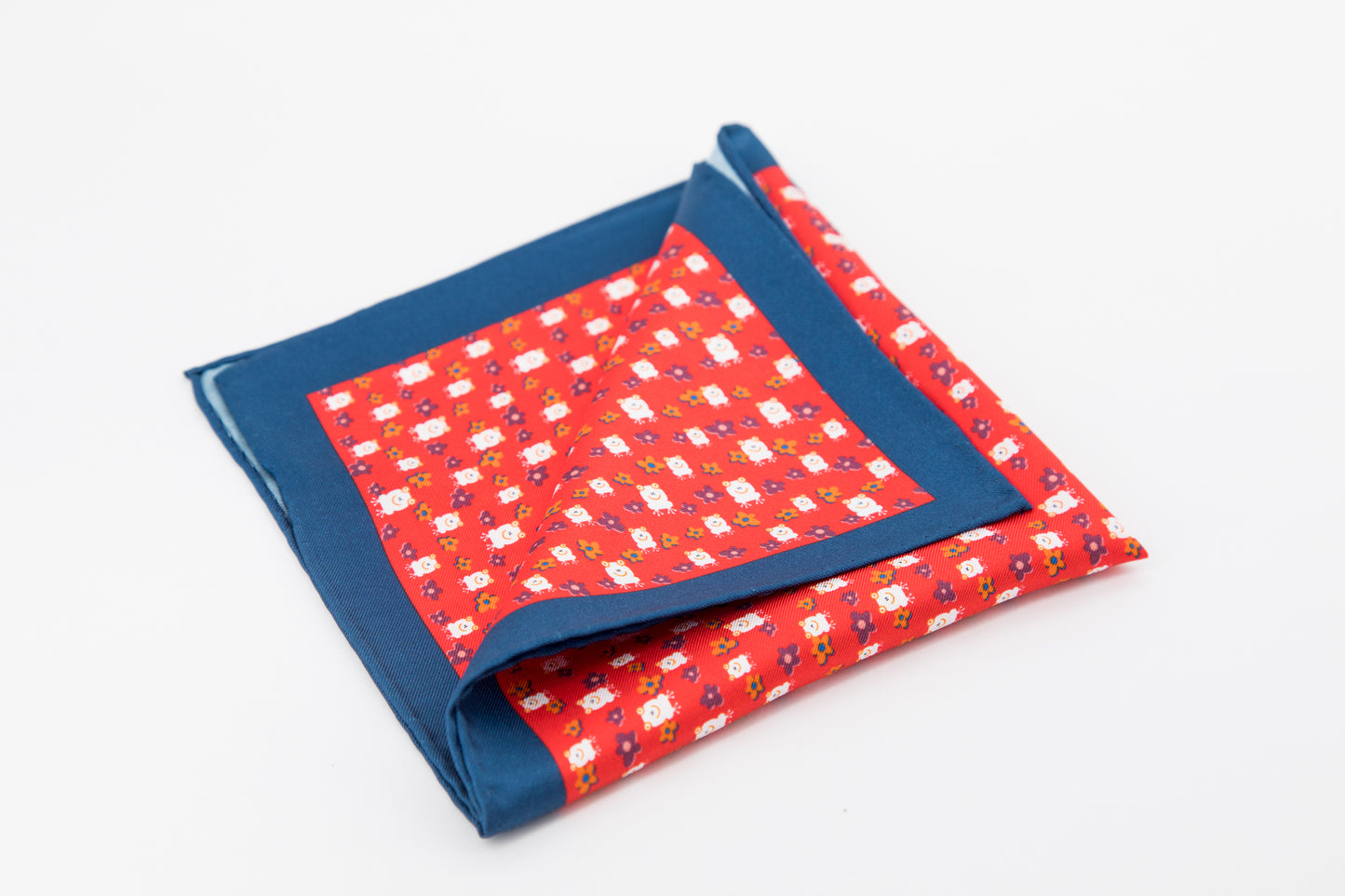 Pocket Square - Purple and Yelow Daisy Red Background