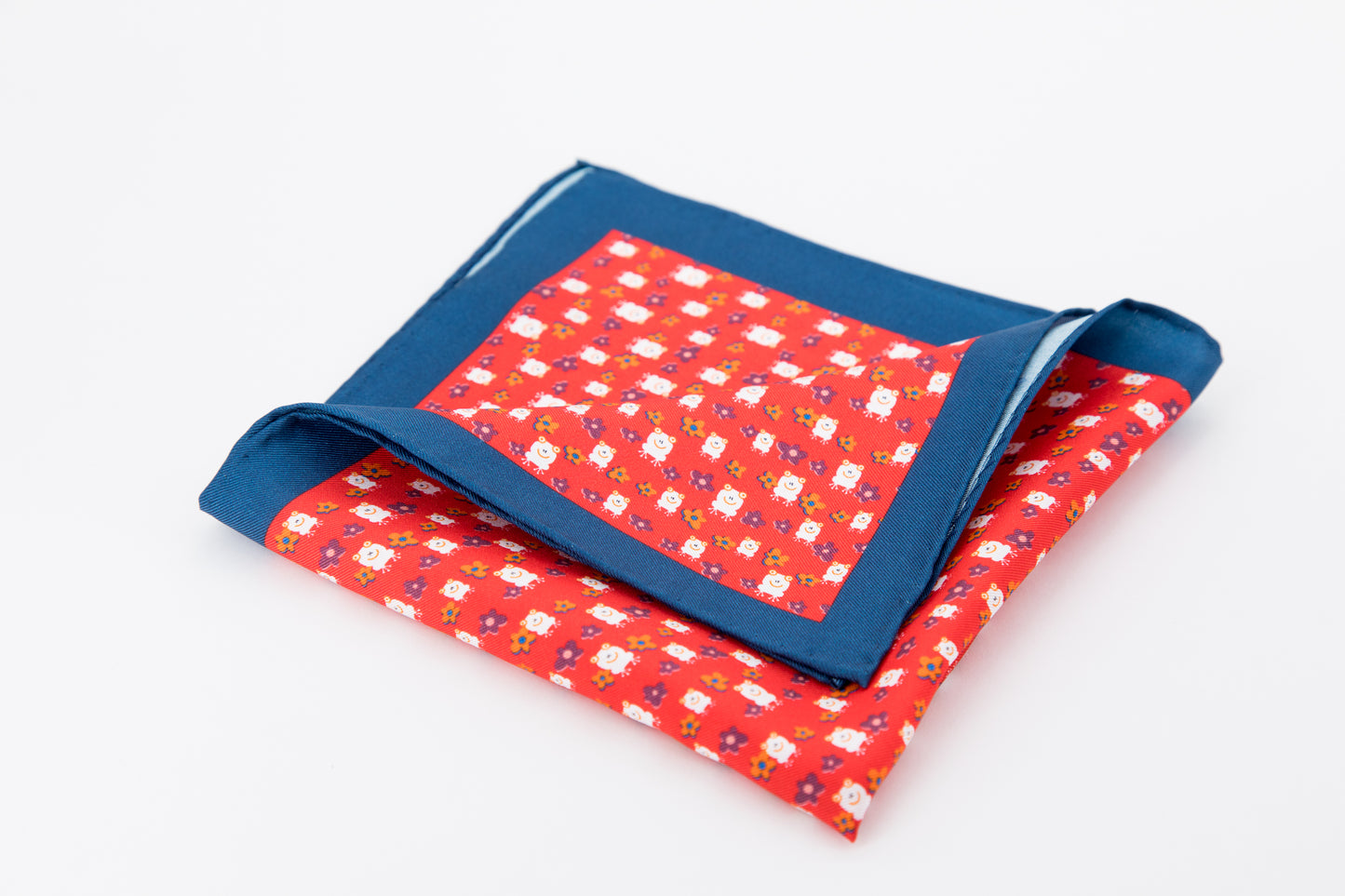 Pocket Square - Purple and Yelow Daisy Red Background