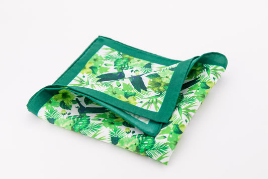 Pocket Square - Green Flowers