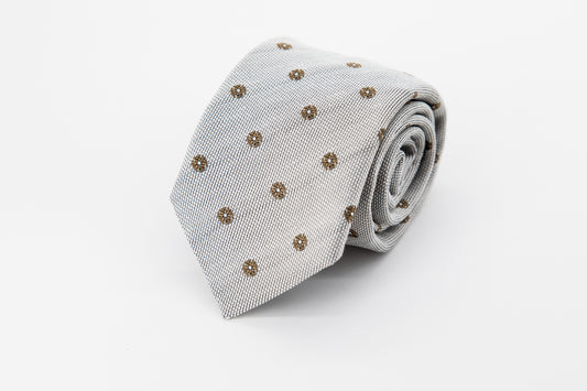 TIE - Brown Rounds on Light Grey Background