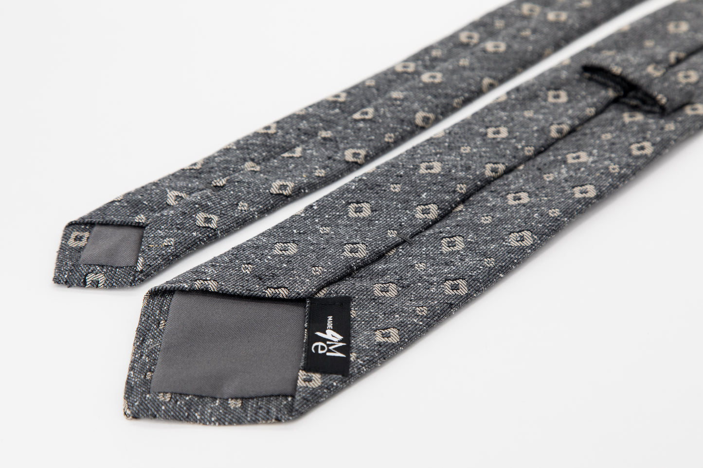 TIE - Light Grey Square on Speckled Grey Background