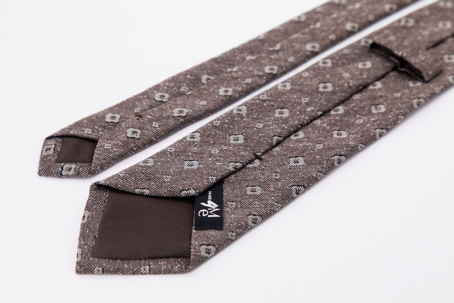 TIE - Light Grey Square on Brown Background