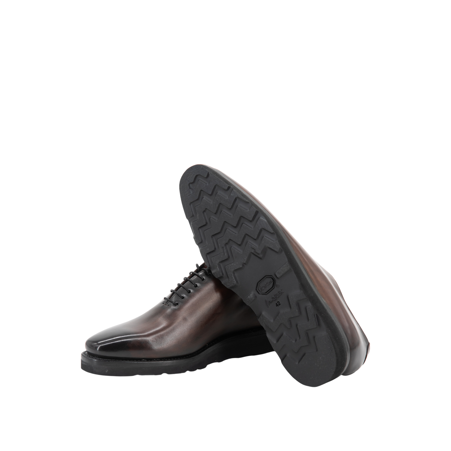 Leather Whole Cut Savile │ Brown Burn-Effect Gomma