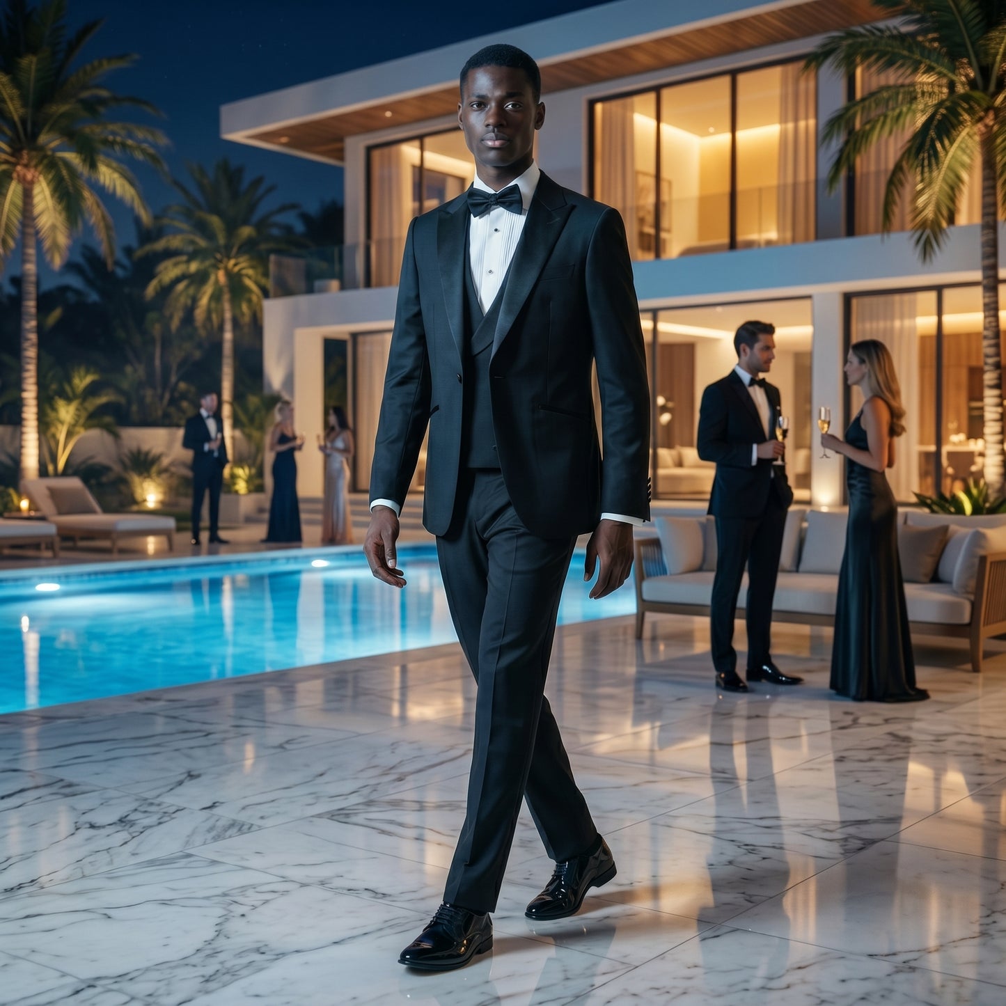 Peak Satin Lapel, Black, 2 pcs Tuxedo, Wool and Silk, Zignone