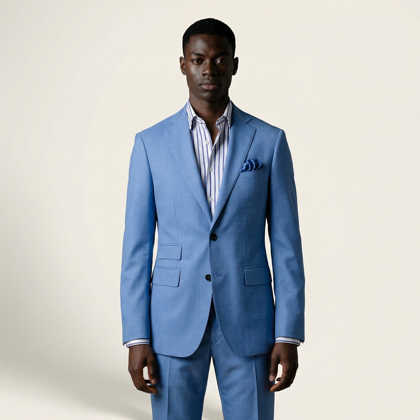 Notch Lapel, 2 pcs Suit, Light Blue, Pure Wool, Vitale Barberis