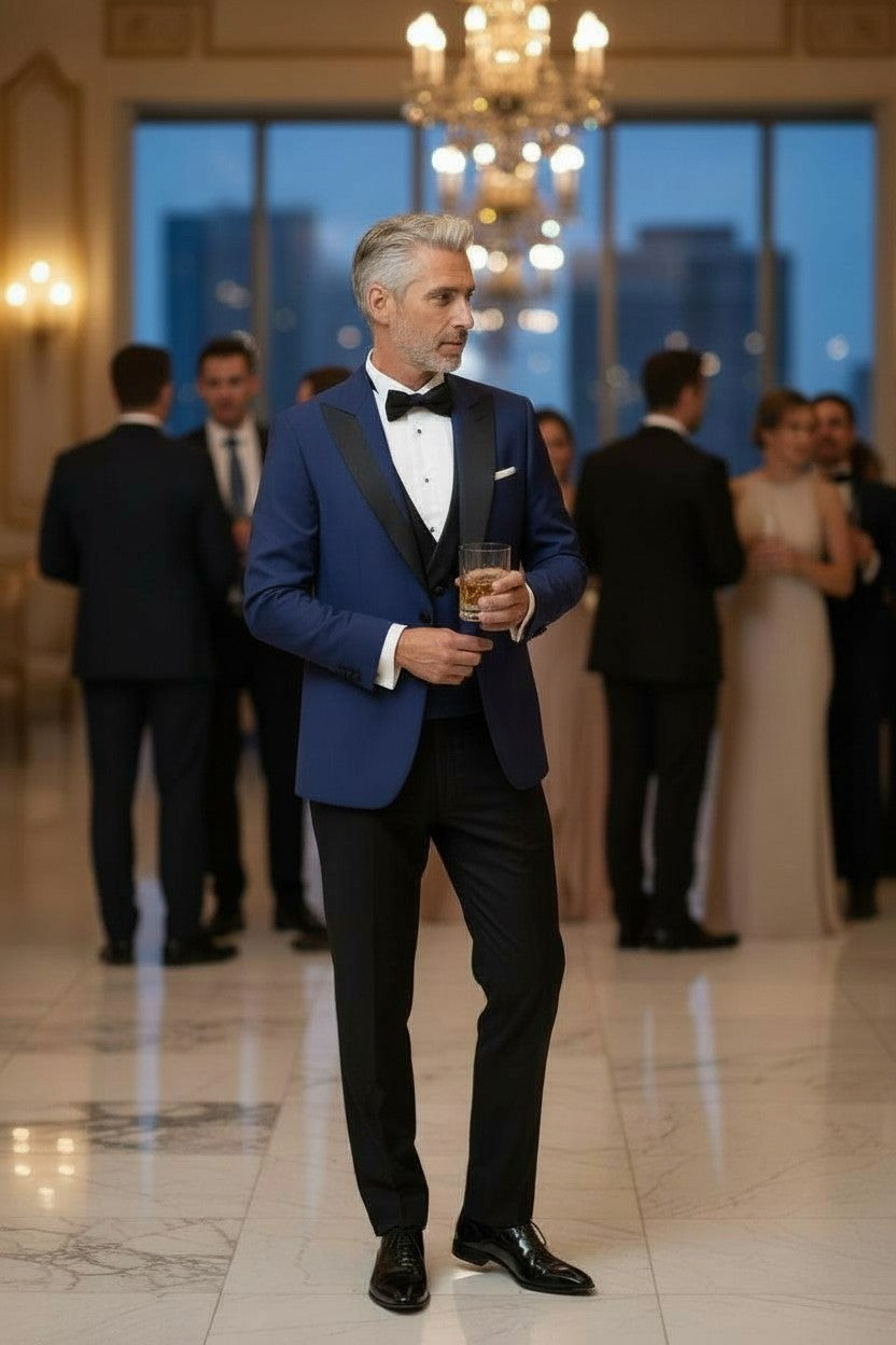 Peak 1/2 Satin Lapel, Royal Blue, Tuxedo Jacket, Vitale Barberis