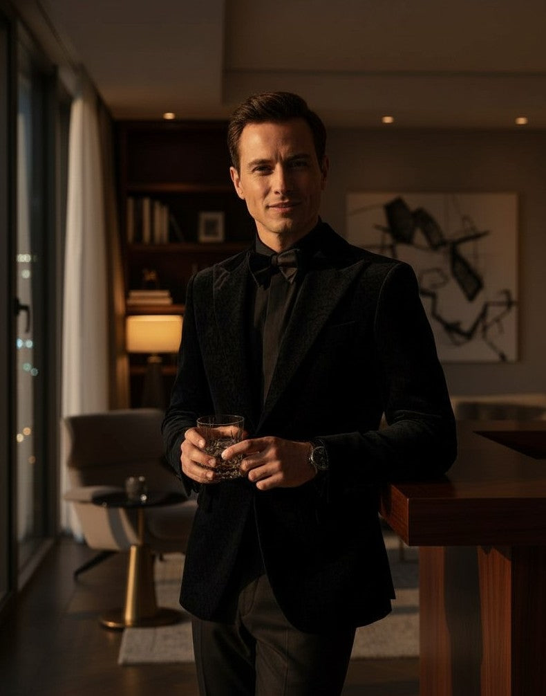 Peak Lapel, Black Velvet, Tuxedo, Pontoglio, Only Jacket