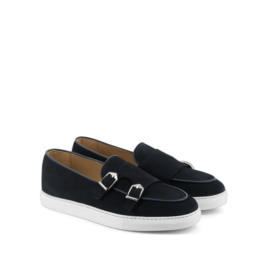 Suede Double Monk Belgian Sneakers │ Navy