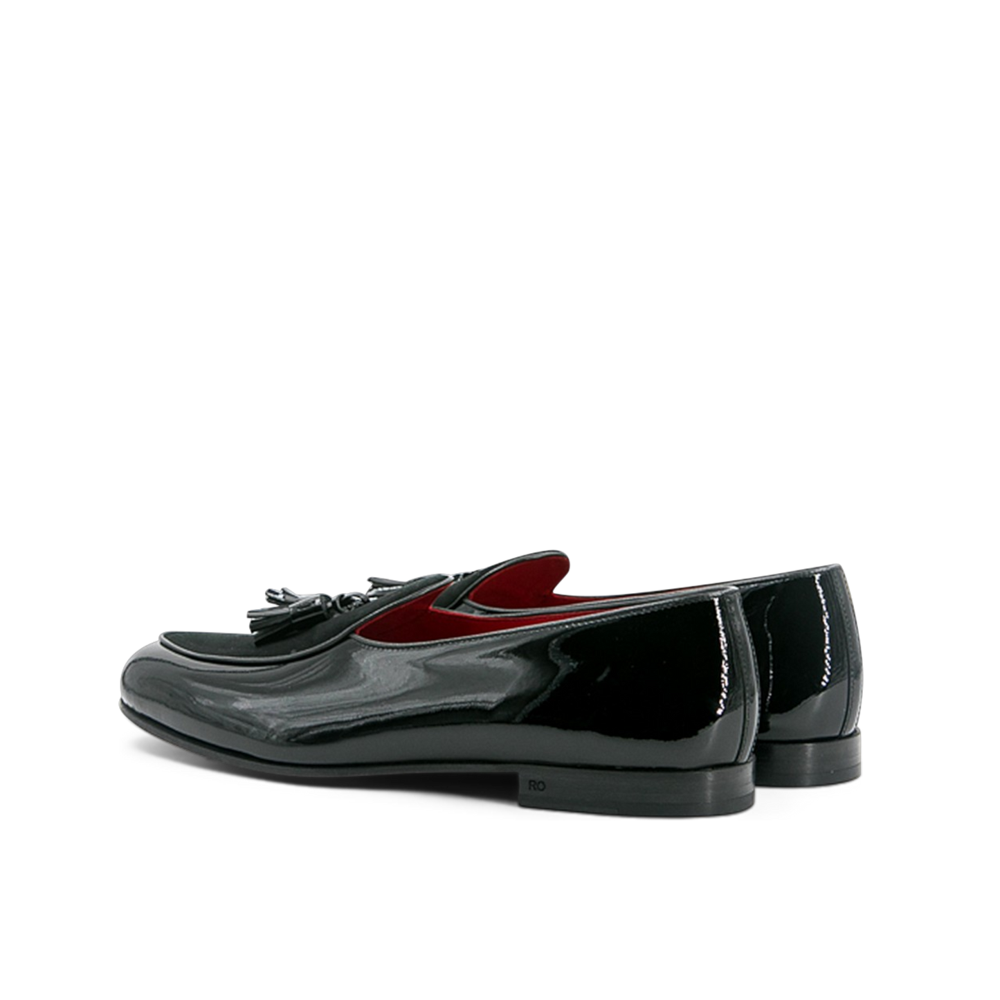 Leather & Suede Belgian Slippers Wellington │ Black Varnish & Pompom