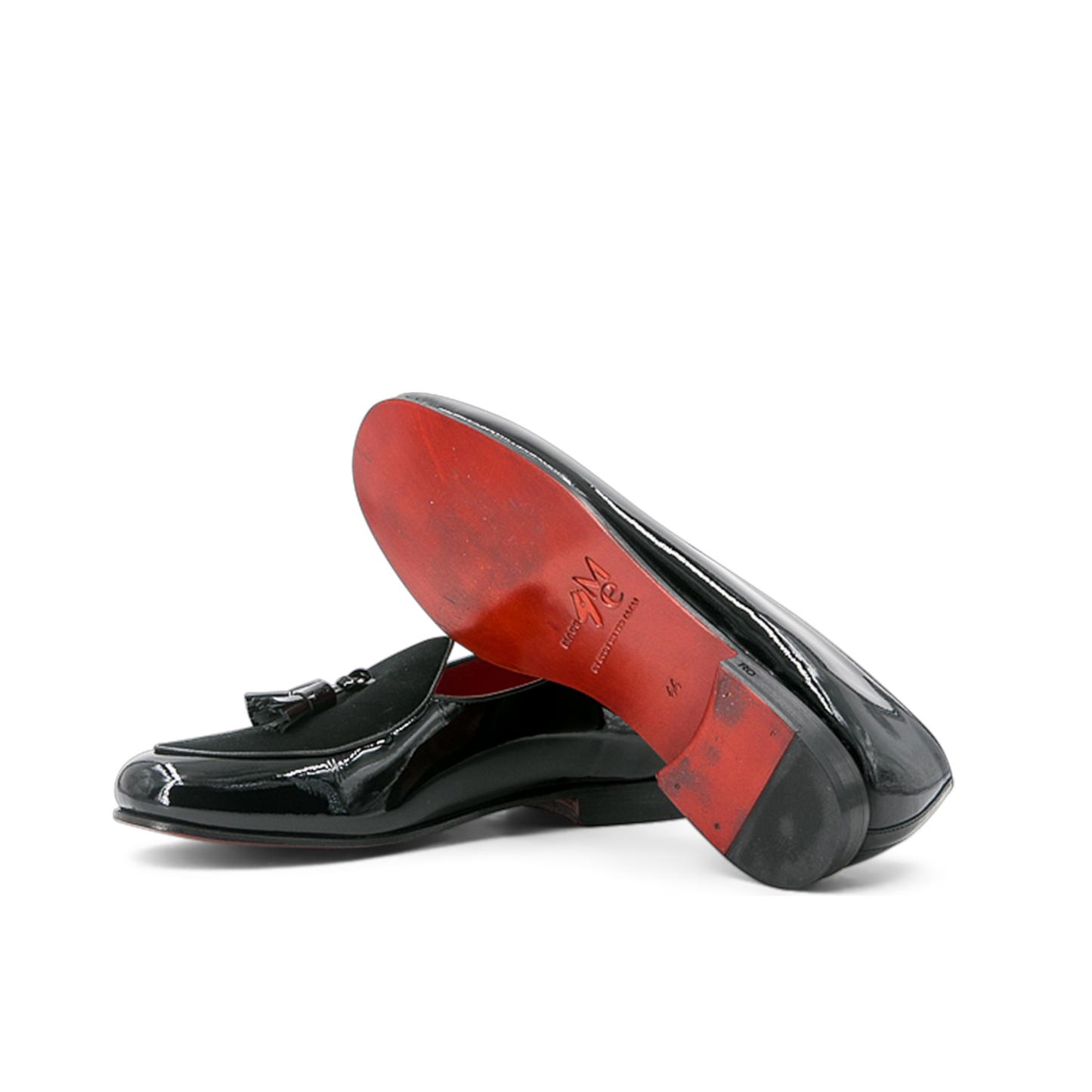 Leather & Suede Belgian Slippers Wellington │ Black Varnish & Pompom