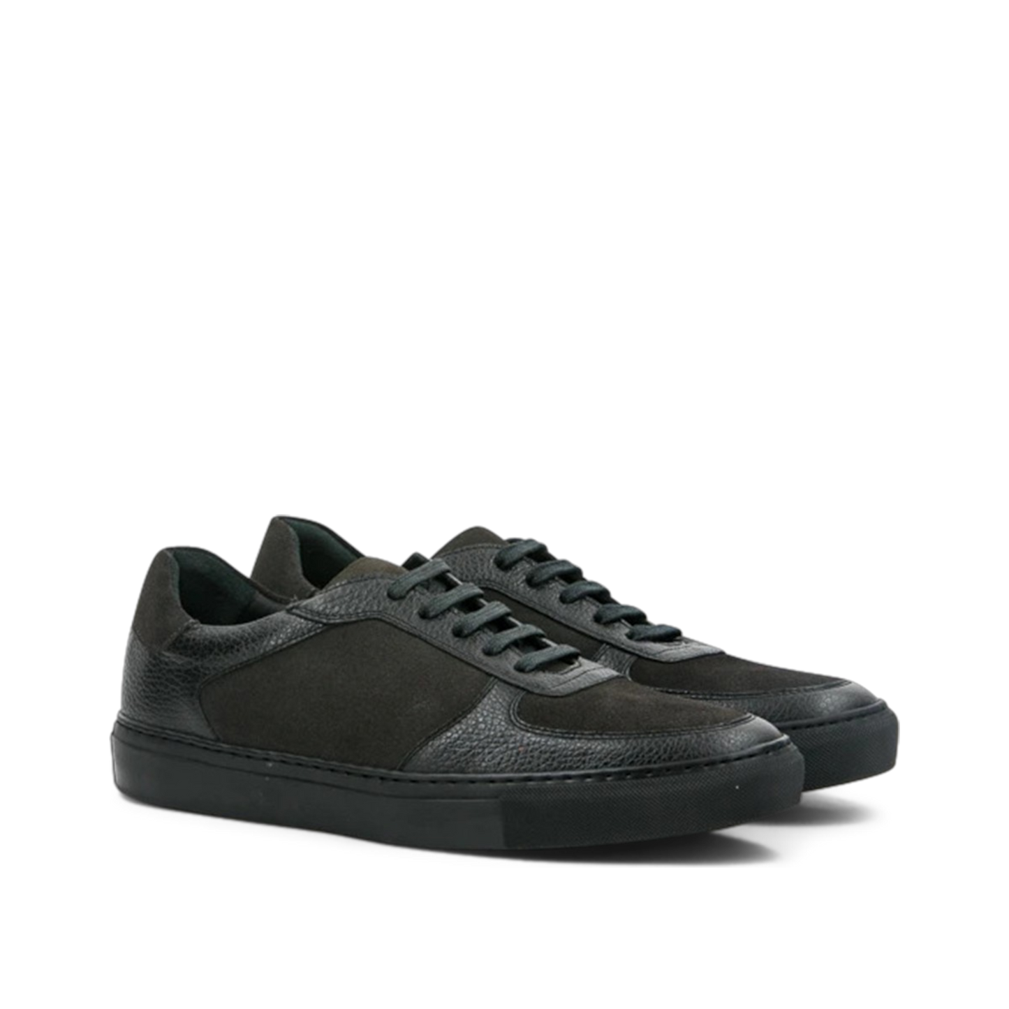 Leather & Suede Low Top Trainer │ Black