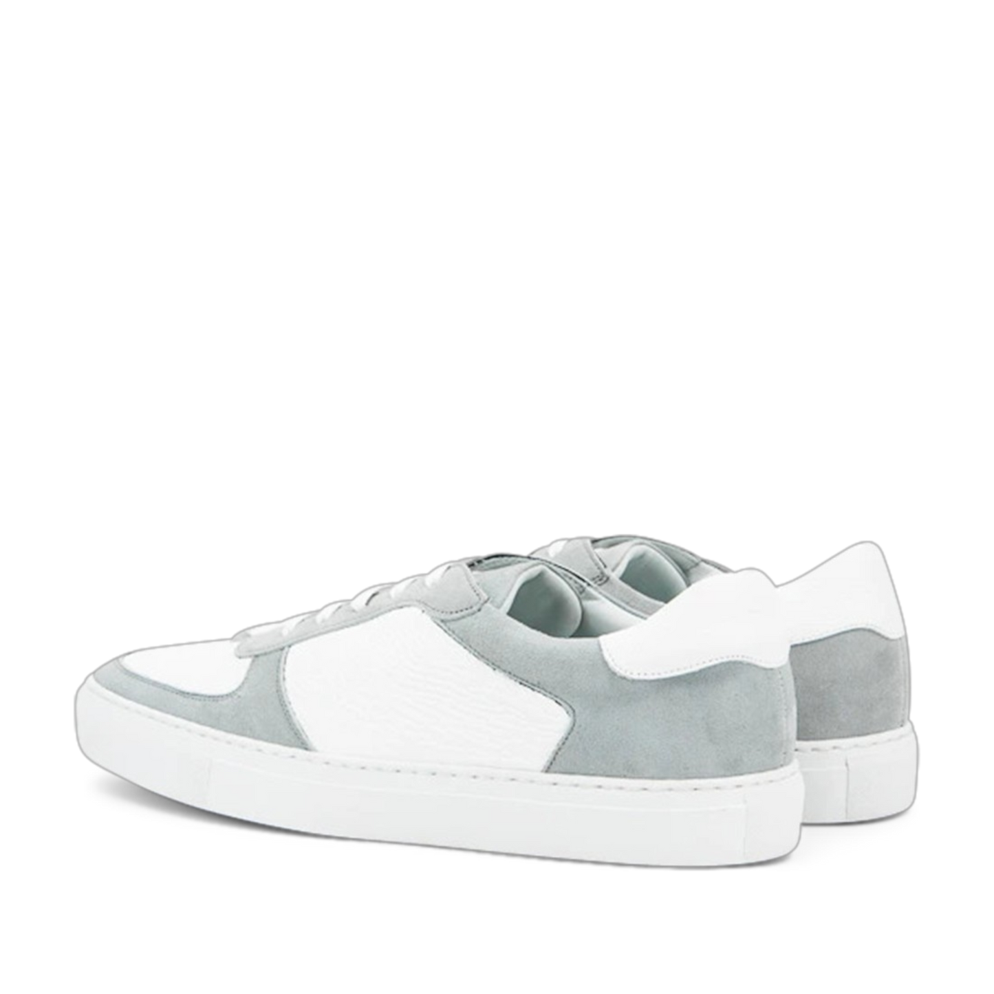 Leather & Suede Low Top Trainer │ White & Grey