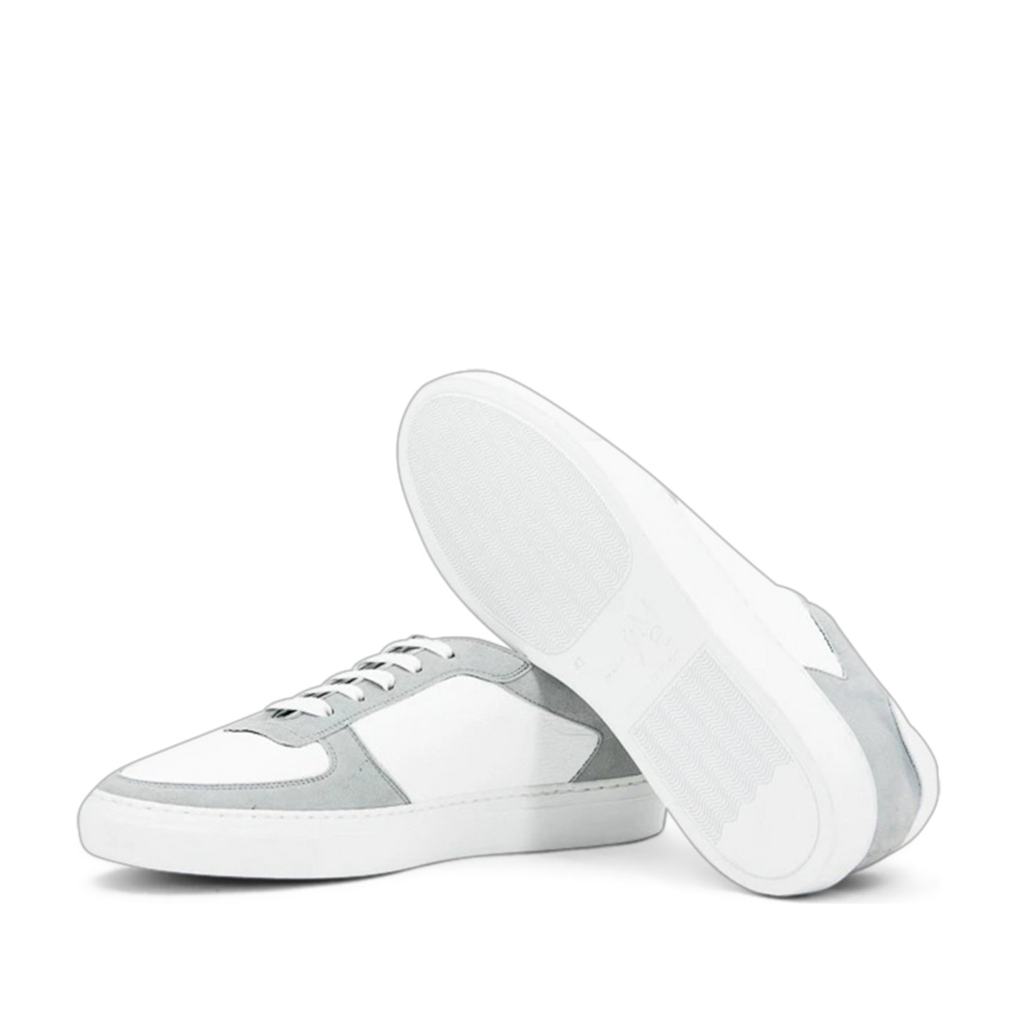 Leather & Suede Low Top Trainer │ White & Grey