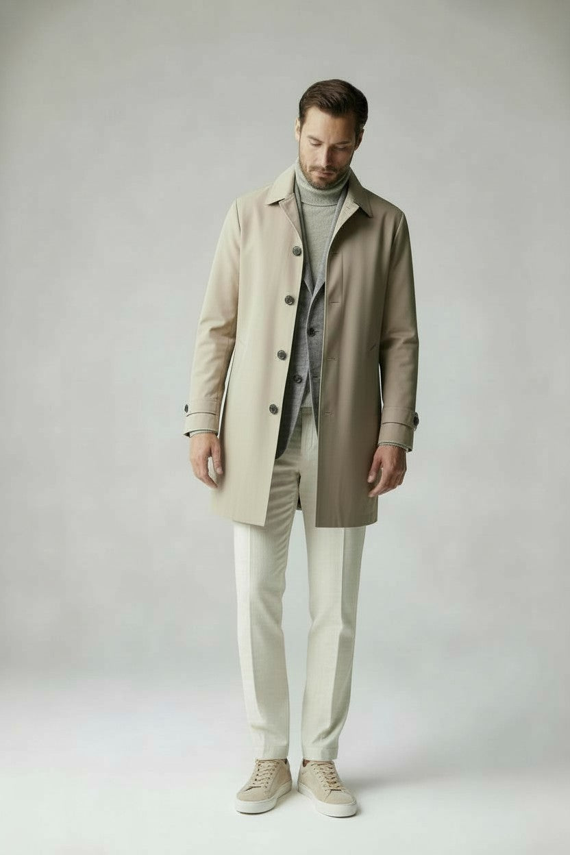Beige Car Coat – Custom Made