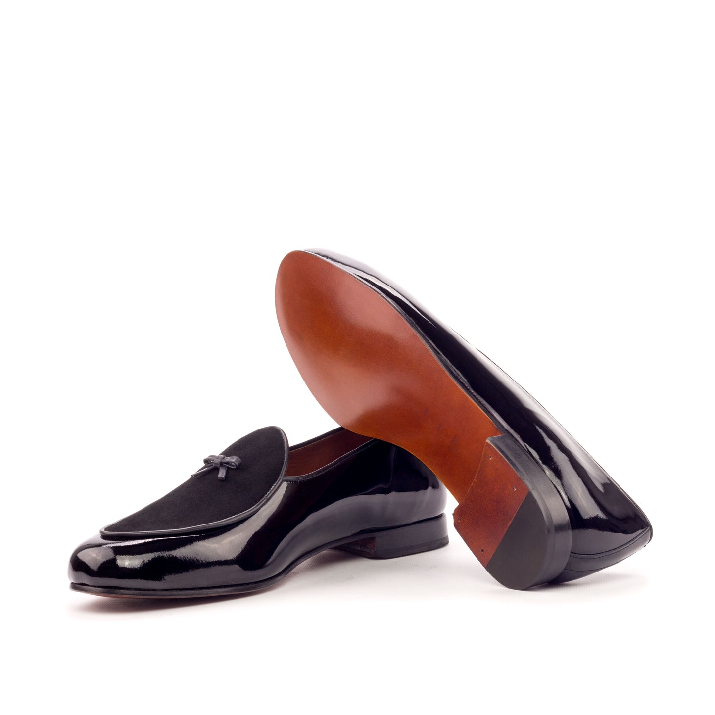 Leather & Suede Slippers │ Navy - Cognac Soles