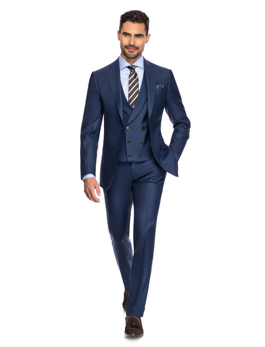Medium blue Suit 3 pcs, Super 120'S,notch lapel