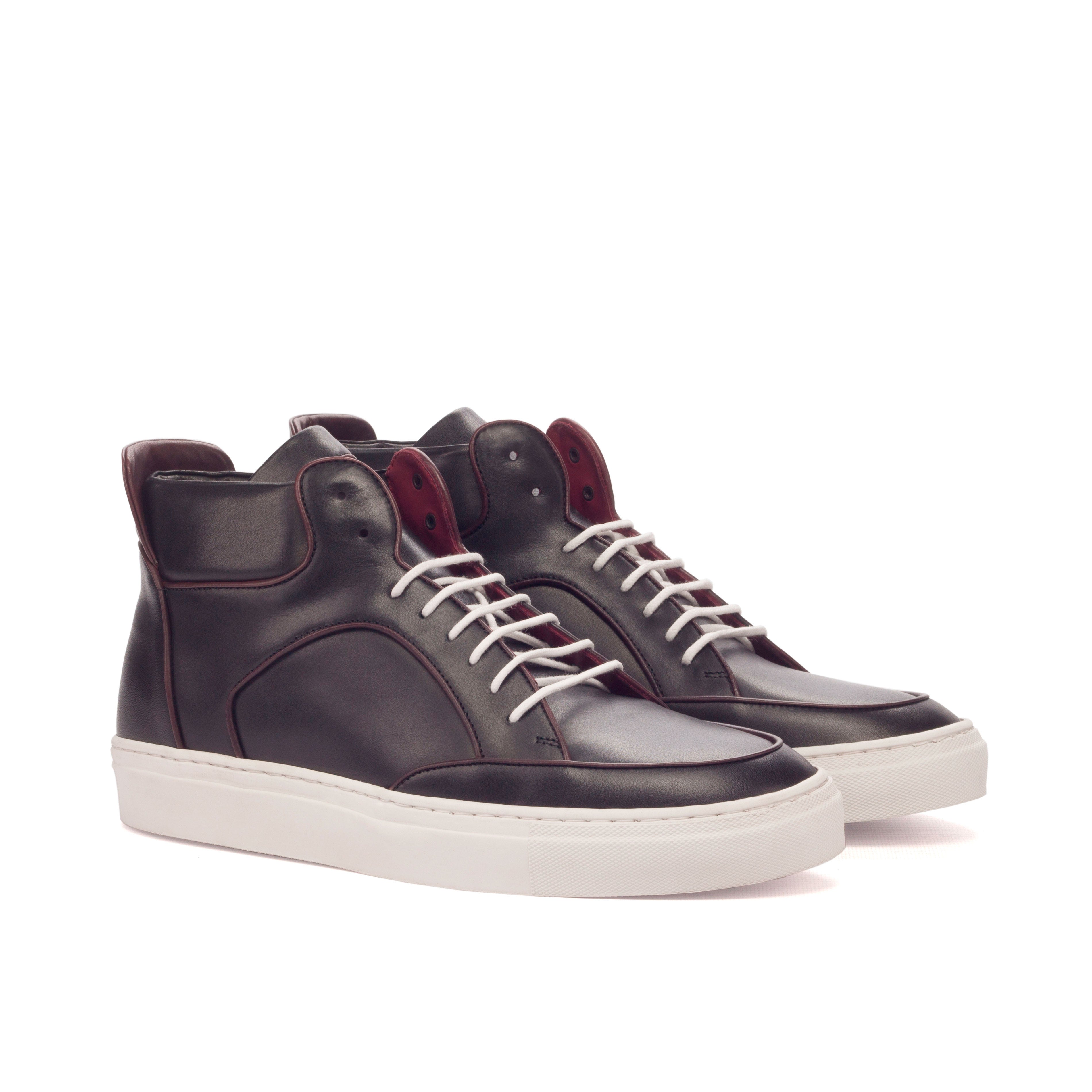 High Sneakers black & bordeaux leather