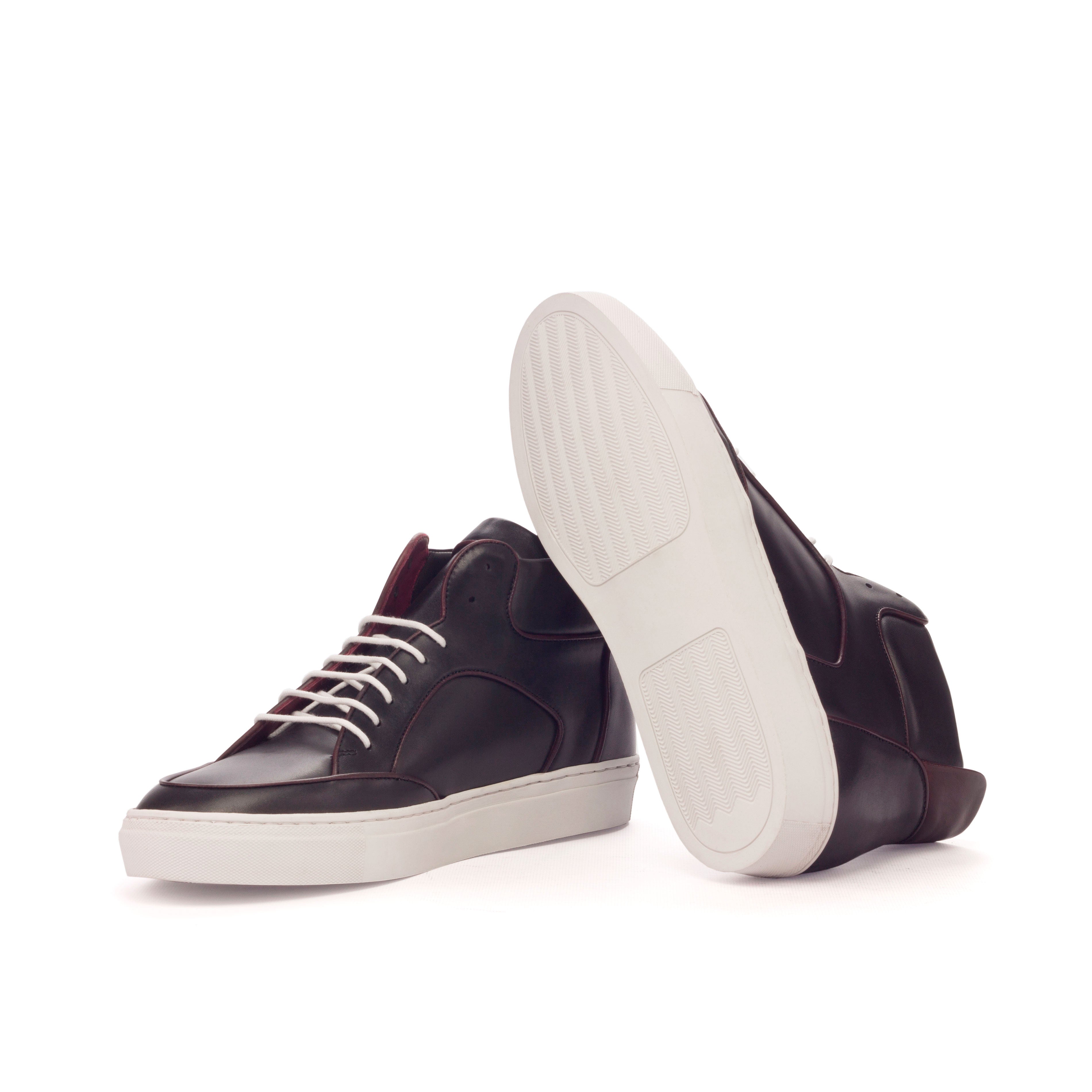 High Sneakers black & bordeaux leather