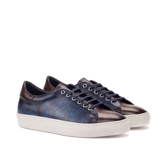 Sneakers blue jeans marble patina &  brown leather