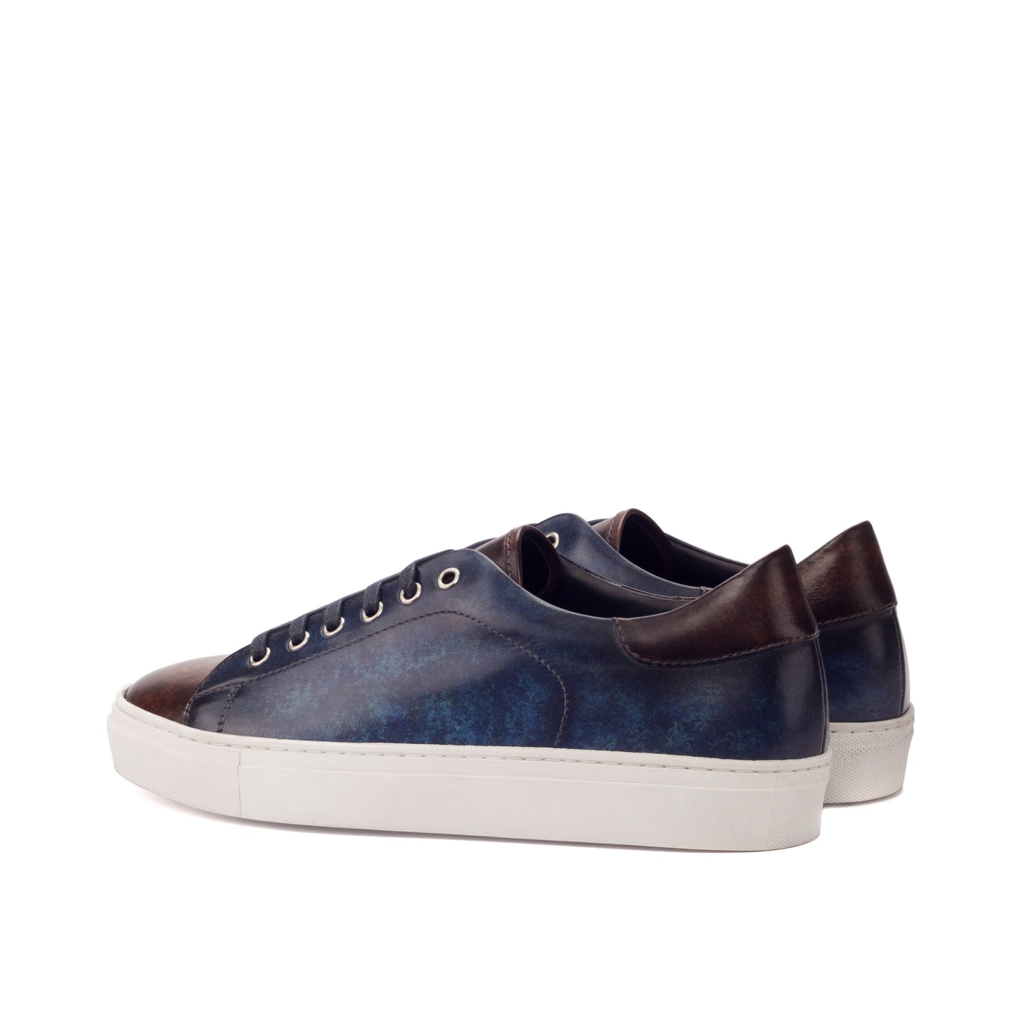 Sneakers blue jeans marble patina &  brown leather