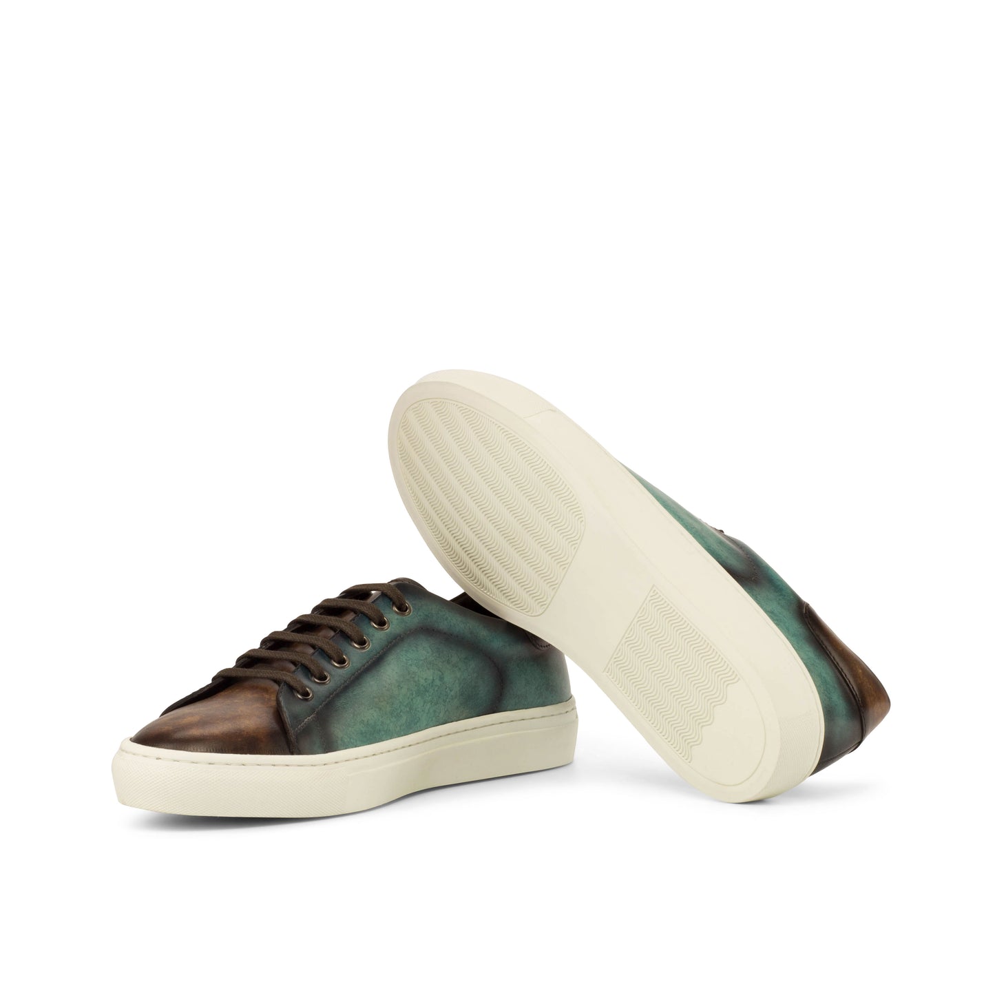 Leather Trainer │ Azur & Brown Marble Patina